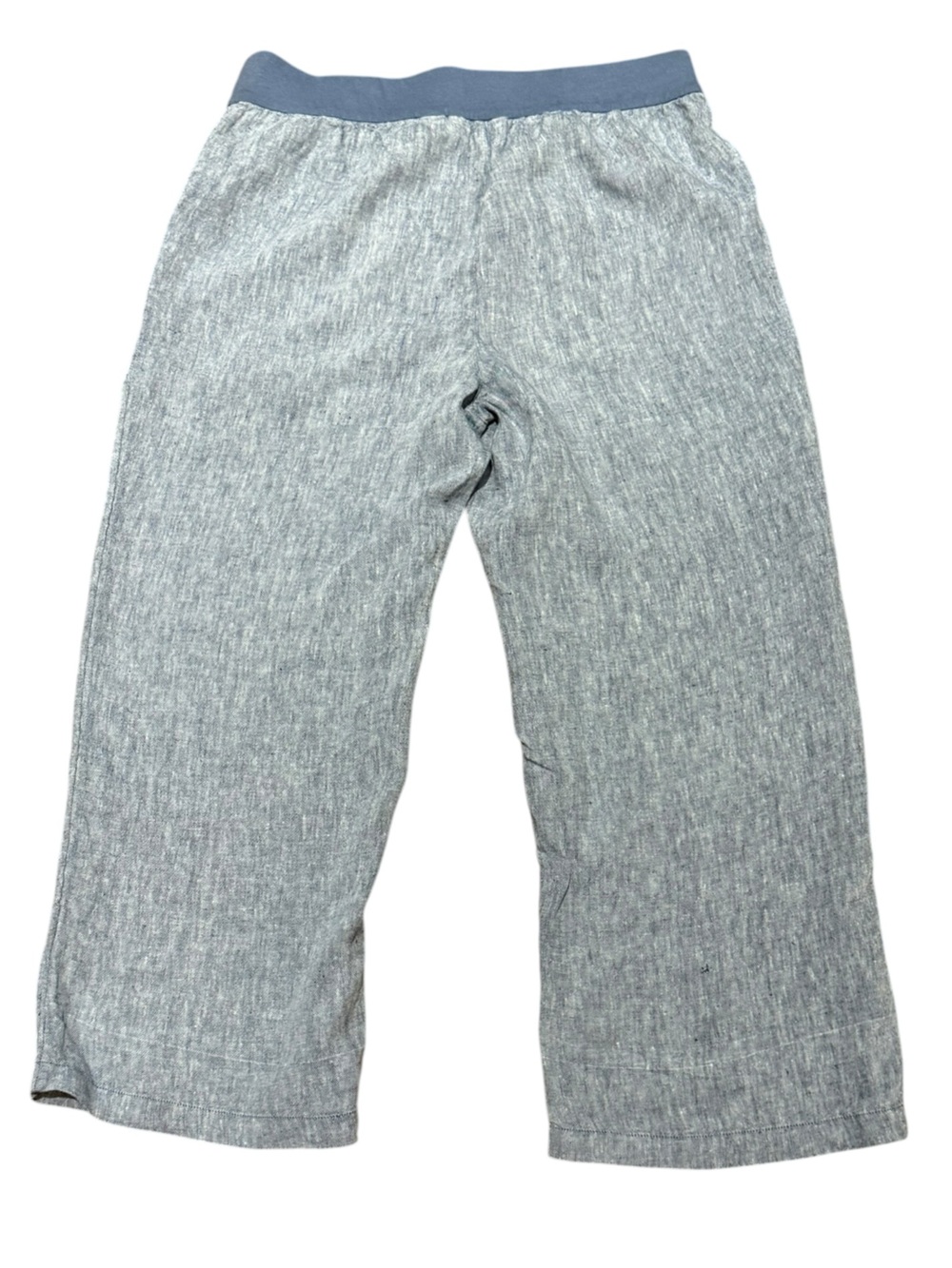 Lands' End Heathered Blue Wide-Leg Linen Pull On Pants with Blue Waistband - Picture 2 of 8